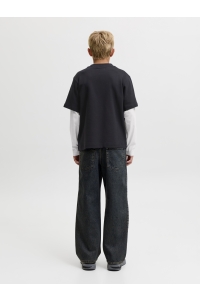 Jack and Jones boys JCOECHO DOUBLE LAYERED SWEAT CN JNR black