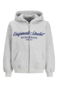 Jack and Jones JORNORREBRO FRONT SWEAT ZIP HOOD JN: white melange