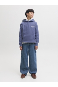 Jack and Jones boys JORCHAMBERI TYPO SWEAT HOOD JNR crown blue