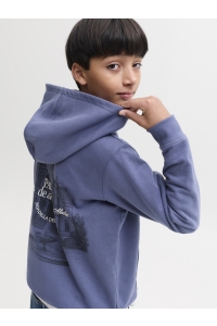 Jack and Jones boys JORCHAMBERI TYPO SWEAT HOOD JNR crown blue