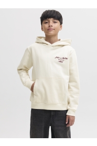 Jack and Jones boys JORCHAMBERI TYPO SWEAT HOOD JNR antique white
