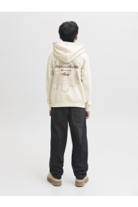 Jack and Jones boys JORCHAMBERI TYPO SWEAT HOOD JNR antique white