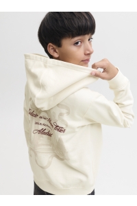 Jack and Jones boys JORCHAMBERI TYPO SWEAT HOOD JNR antique white