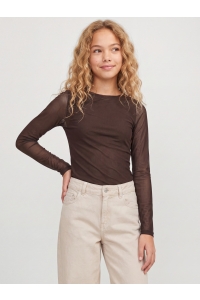 Jack and Jones JXMINNA MESH LS BOATNECK TOP WVN SN: demitasse