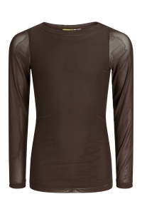 Jack and Jones JXMINNA MESH LS BOATNECK TOP WVN SN: demitasse