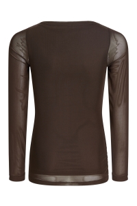 Jack and Jones JXMINNA MESH LS BOATNECK TOP WVN SN: demitasse
