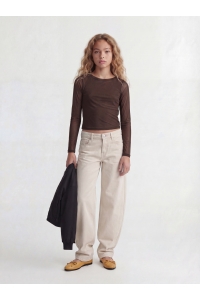 Jack and Jones JXMINNA MESH LS BOATNECK TOP WVN SN: demitasse