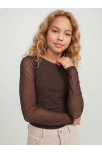 Jack and Jones JXMINNA MESH LS BOATNECK TOP WVN SN: demitasse