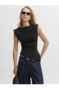 Jack and Jones JXVINNIE CAT STRUCTURE SL TOP WVN black