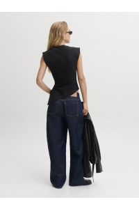 Jack and Jones JXVINNIE CAT STRUCTURE SL TOP WVN black