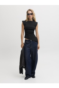 Jack and Jones JXVINNIE CAT STRUCTURE SL TOP WVN black