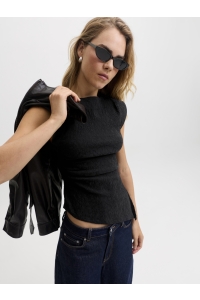 Jack and Jones JXVINNIE CAT STRUCTURE SL TOP WVN black