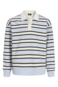 Jack and Jones JXPALOMA LS STRIPE POLO SWT GRL skyway/vanilla ice / demitasse