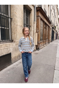 Jack and Jones JXPALOMA LS STRIPE POLO SWT GRL skyway/vanilla ice / demitasse