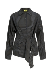 Jack and Jones JXVIOLA POPLIN LS WRAP TIE SHIRT WV: black/moss green/ blanc de blanc