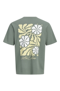 Jack and Jones JCOABSTRACT FLOWER BACK PRINT TEE S: laurel wreath