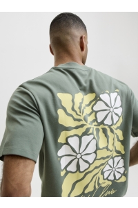 Jack and Jones JCOABSTRACT FLOWER BACK PRINT TEE S: laurel wreath