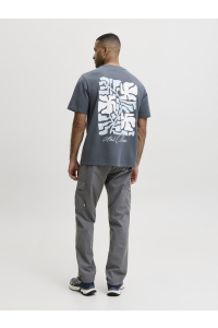 Jack and Jones JCOABSTRACT FLOWER BACK PRINT TEE S: turbulence