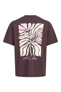 Jack and Jones JCOABSTRACT FLOWER BACK PRINT TEE S: fudge