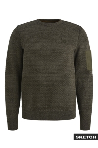 Jack and Jones JCOLEAGUE KNIT CREW NECK SMU dusty olive/with black