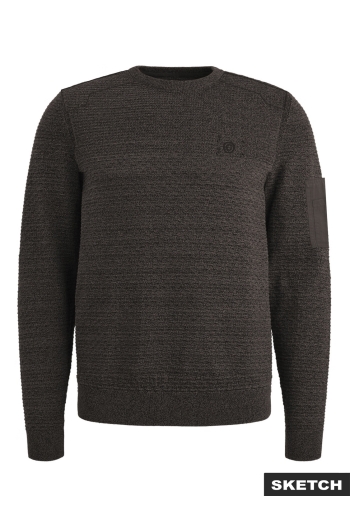 Jack and Jones  heren pullover chocolate torte/with black JCOLEAGUE KNIT CREW NECK SMU