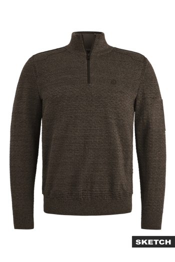 Jack and Jones  heren pullover chocolate torte/with black JCOLEAGUE KNIT HIGH NECK SMU