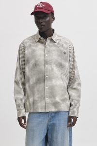 Jack and Jones JORMENTON SEERSUCKER SHIRT LS STYD cloud dancer/checks