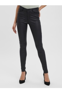 Vero Moda VMSEVEN NW SS SMOOTH COATED PANTS N black/coated