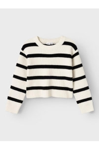 NAME IT KIDS NKFNILLA LS SHORT KNIT jet stream/w. black stripes