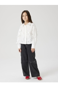 NAME IT KIDS NKFOLARA LS SHORT LOOSE SHIRT bright white/bow