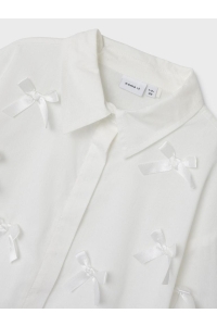 NAME IT KIDS NKFOLARA LS SHORT LOOSE SHIRT bright white/bow