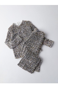 NAME IT KIDS NKFRUNICA WIDE PANT RT granite grey/gold and white