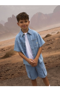 NAME IT KIDS NKMFELIX SS DNM SHIRT 3950-KY H light blue denim/stripes