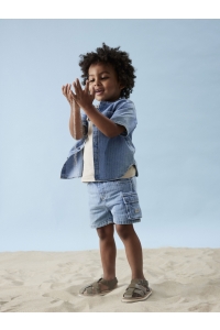 NAME IT MINI NMMFIDO SS DNM SHIRT 3950-KY H light blue denim/stripes