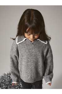 NAME IT MINI NMFRIKASA LS KNIT POLO grey melange