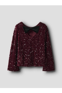 NAME IT KIDS NKFRUSITTA LS BOW BLOUSE burgundy/black bow