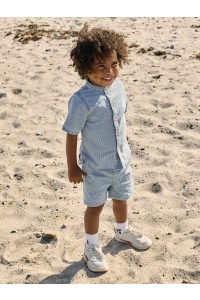 Name It mini NMMHANS STRIPE DNM SS SHIRT 1910-IP: light blue denim