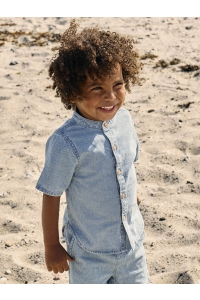 Name It mini NMMHANS STRIPE DNM SS SHIRT 1910-IP: light blue denim