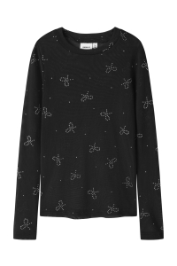 Name It NKFRESTIN LS MESH SLIM TOP black/bow