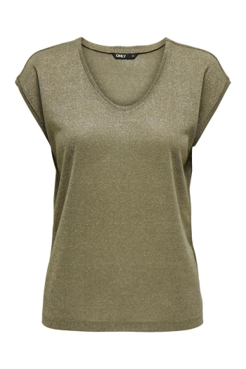 ONLY ONLSILVERY S/S V NECK LUREX TOP JRS:
