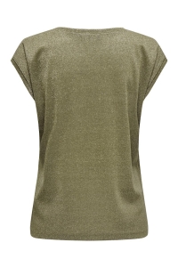 ONLY ONLSILVERY S/S V NECK LUREX TOP JRS: falcon/tone in tone lurex