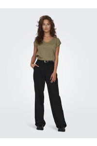 ONLY ONLSILVERY S/S V NECK LUREX TOP JRS: falcon/tone in tone lurex