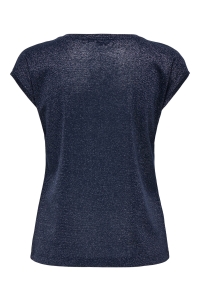 ONLY ONLSILVERY S/S V NECK LUREX TOP JRS: night sky