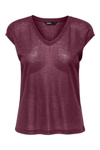 ONLY ONLSILVERY S/S V NECK LUREX TOP JRS: