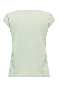 ONLY ONLSILVERY S/S V NECK LUREX TOP JRS: green lily/tone in tone lurex