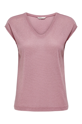 ONLY ONLSILVERY S/S V NECK LUREX TOP JRS: