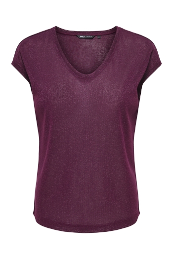 ONLY ONLSILVERY S/S V NECK LUREX TOP JRS: