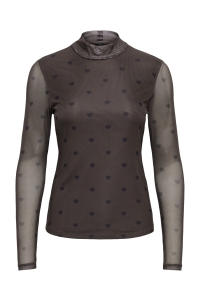 ONLY ONLERICA L/S HIGH NECK TOP JRS coffee bean/black heart