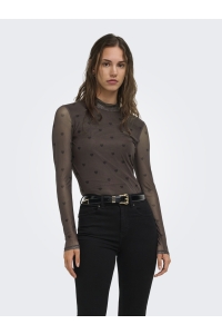 ONLY ONLERICA L/S HIGH NECK TOP JRS coffee bean/black heart