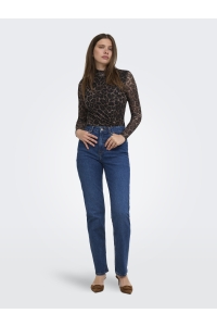 ONLY ONLERICA L/S HIGH NECK TOP JRS raw umber/black leo vibe